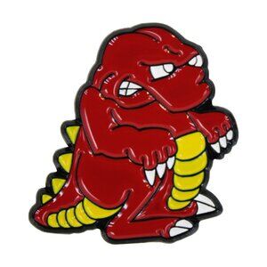 Red Angry Dinosaur Enamel Pin- Funny Novelty Historic Alt Dragon Nature Gift NWT